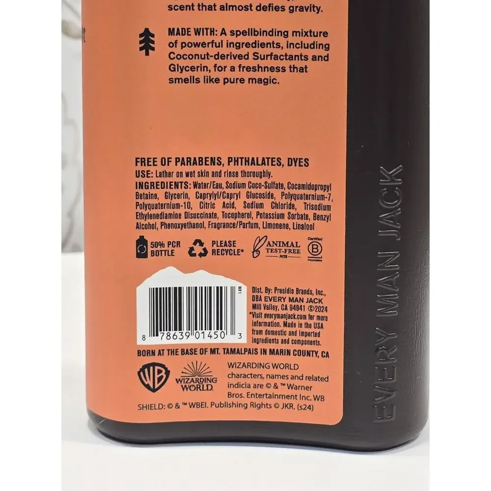 Every Man Jack Harry Potter Charms Wingardium Leviosa Body Wash 13.5oz